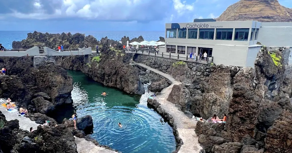 The Cachalote Restaurant overlooking lava pools in Porto Moniz, Madeira.